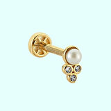 Altın İnci Tragus Piercing 14 Ayar