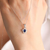 Beyaz Altın Safir Kolye Baget Tasarım