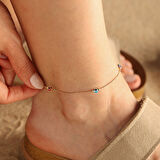 Altın Halhal 14 Ayar Tırnak Makası Zincirli Göz Boncuk