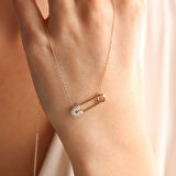 14 Ayar Altın Çengelli İğne Kolye