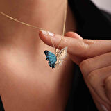 Altın Kelebek Kolye Mineli