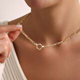 Kutup Yıldız Charm Figaro Zincir Gemici Kilit 14 Ayar 45 cm