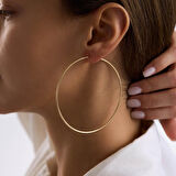 14K Altın Halka Küpe 1,2 mm 7.5 cm GİZLİ KİLİT