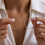 14K Altın Halka Küpe 1,2 mm 3.8 cm GİZLİ KİLİT