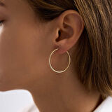 14K Altın Halka Küpe 1,2 mm 3.2 cm GİZLİ KİLİT