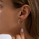 14K Altın Halka Küpe 1,2 mm 1.8 cm GİZLİ KİLİT