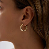 14K Altın Halka Küpe 3 mm 2.0 cm