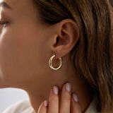 14K Altın Halka Küpe 3 mm 2.0 cm