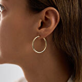 14K Altın Halka Küpe 2 mm 3.0 cm