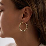 14K Altın Halka Küpe 3 mm 3.3 cm