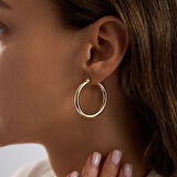 14K Altın Halka Küpe 3 mm 3.3 cm