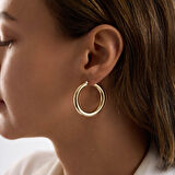 14K Altın Halka Küpe 4 mm 3.5 cm