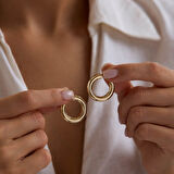 14K Altın Halka Küpe 4 mm 2.5 cm