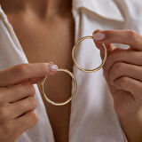 14K Altın Halka Küpe 2 mm 4.3 cm