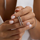 14 Ayar Su Yolu Set Beyaz Altın İki Sıra