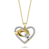 Altın Kalp İçinde Anne ve Bebek