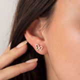 Kelebek Altın Küpe Yarı Taşlı