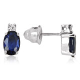 1.11 ct. Pırlanta Safir Küpe