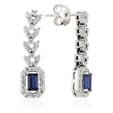 1.55 ct. Pırlanta Safir Küpe