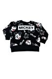 Mickey Mouse Çizgi Karakterli Siyah Erkek Çocuk Eşofman Pijama Alt Üst Takımı