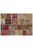 Gerçek El Dokuma Eskitme Patchwork Halı