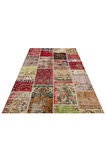 Gerçek El Dokuma Eskitme Patchwork Halı