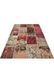 Gerçek El Dokuma Eskitme Patchwork Halı