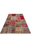 Gerçek El Dokuma Eskitme Patchwork Halı