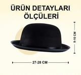 Partitoys Stil Yetişkin Şapkası Siyah Melon Parti Şapkası