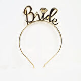 Bride Yazılı Taç ve Bride To Be Yazılı Gözlük Seti Altın Renk