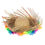 Partitoys Naturel Renk Püsküllü Örme Hasır Hawaii Luau Aloha Şapka 13X36 Cm