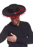 Partitoys Kırmızı Ponponlu Siyah Renk Yetişkin İspanyol Şapkası