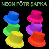 Neon Partisi Pembe Renk Plastik Fötr Şapka