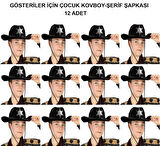Kovboy Şerif Şapkası Siyah 12 Adet - Kostüm, Parti ve Gösteri Şapkası