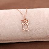 Baykuş Rose Gümüş Kolye 3656