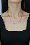 Taşlı Pullu Rose Gümüş Choker Kolye 7273