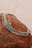 Anadolu Motifli Hasır Elişi Oksitli Tasarım Gümüş Bileklik 4319