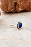 Lapis Lazuli Taşlı Mini Elişi Gümüş Küpe 6993