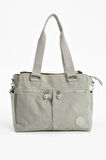 Kadın Büyük Boy Açık Gri Renkli Bölmeli Suya Dayanıklı Krinkıl Kumaş Çapraz Ve Omuz Askılı Çanta