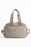 Unisex Krinkıl Kumaş Açık Gri Renkli Omuz Ve Çapraz Askılı Çanta