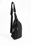 Kadın Krinkıl Kumaş Suya Dayanıklı Çapraz Askılı Siyah Renkli Çanta