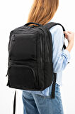 Siyah Unisex Laptop Bölmeli Suya Dayanıklı Paraşüt Kumaş Fonksiyonel Sırt Çantası