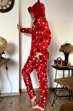 Fermuar Detaylı Kışlık Welsoft Polar Kadın Tulum Pijama Takımı