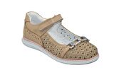Kids Kız Filet Çocuk Cırtlı Camel Hakiki Deri Babet- ( 31-36 )-SMX-0255