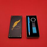 Metal Deri Anahtarlık Kalem Dekoratif Hediyelik