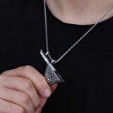 925 Ayar Gümüş Üçgen İçi Açılabilen Tuğra Muskalık Gümüş Kolye