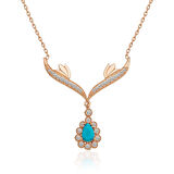 925 Ayar Gümüş Turkuaz Taşlı Madalyon Kadın Gümüş Kolye