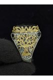 Yaşam Ağacı Modelli  Oval Oniks Taşlı 925 Ayar Erkek Gümüş Yüzük