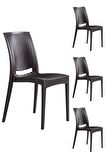 4 Adet Rattan Kahve Sandalye / Balkon-Bahçe-Teras