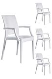 4 Adet Rattan Lüx Beyaz Sandalye / Balkon-Bahçe-Teras